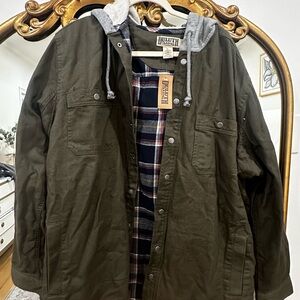 NWT Duluth Trading Co Men's Olive Jacket COAT with Hood
